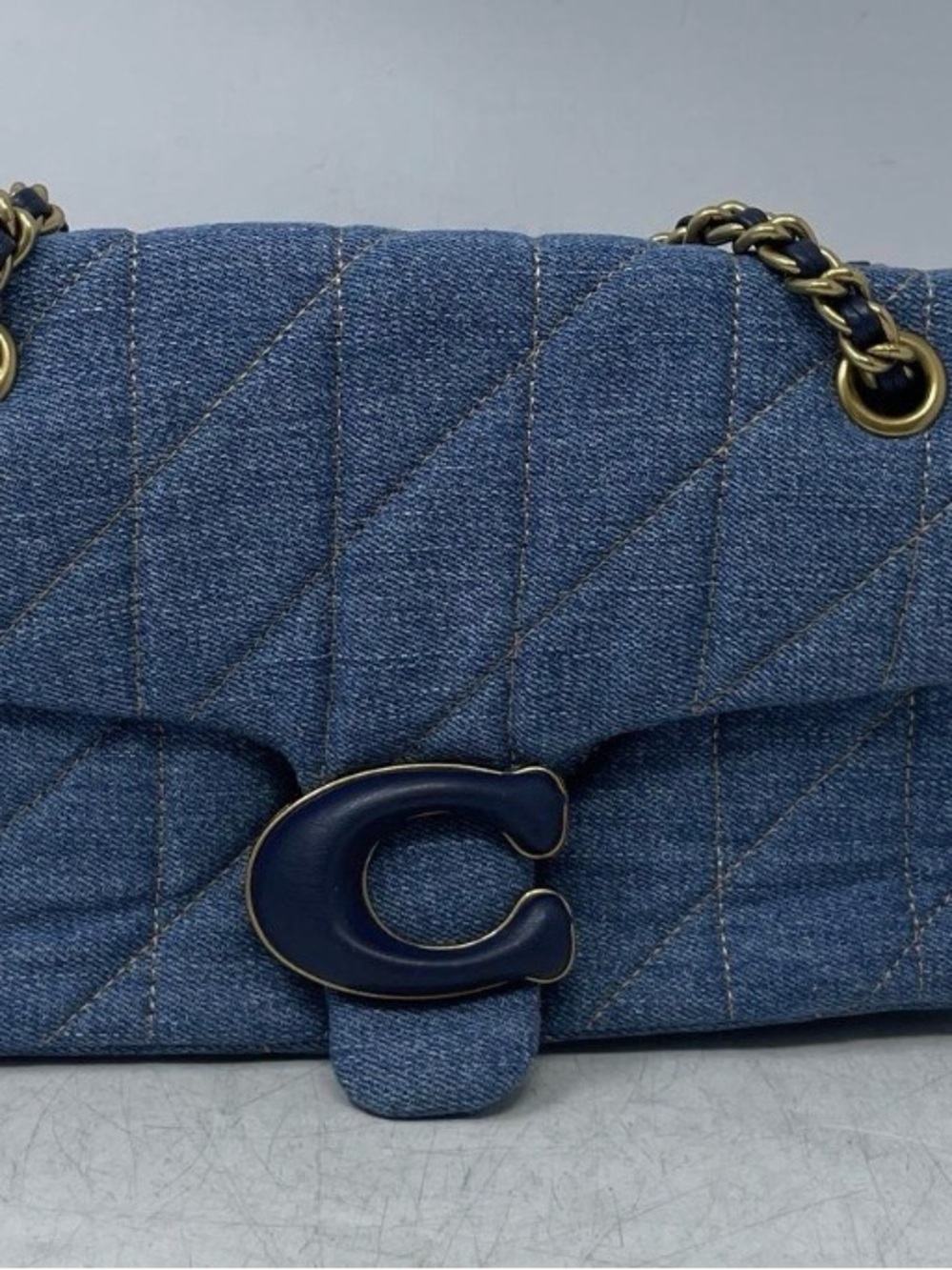 Coach Quilted Denim Shoulder Bag in Navy and Blue